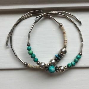 Silver and blue bead bracelet